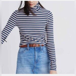 Madewell Ribbed Turtleneck in Stripe sz M